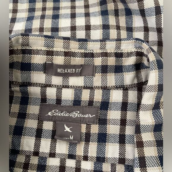 eddie bauer flannel shirt Bundle Of Two Classic Plaid mens Medium - Picture 8 of 8